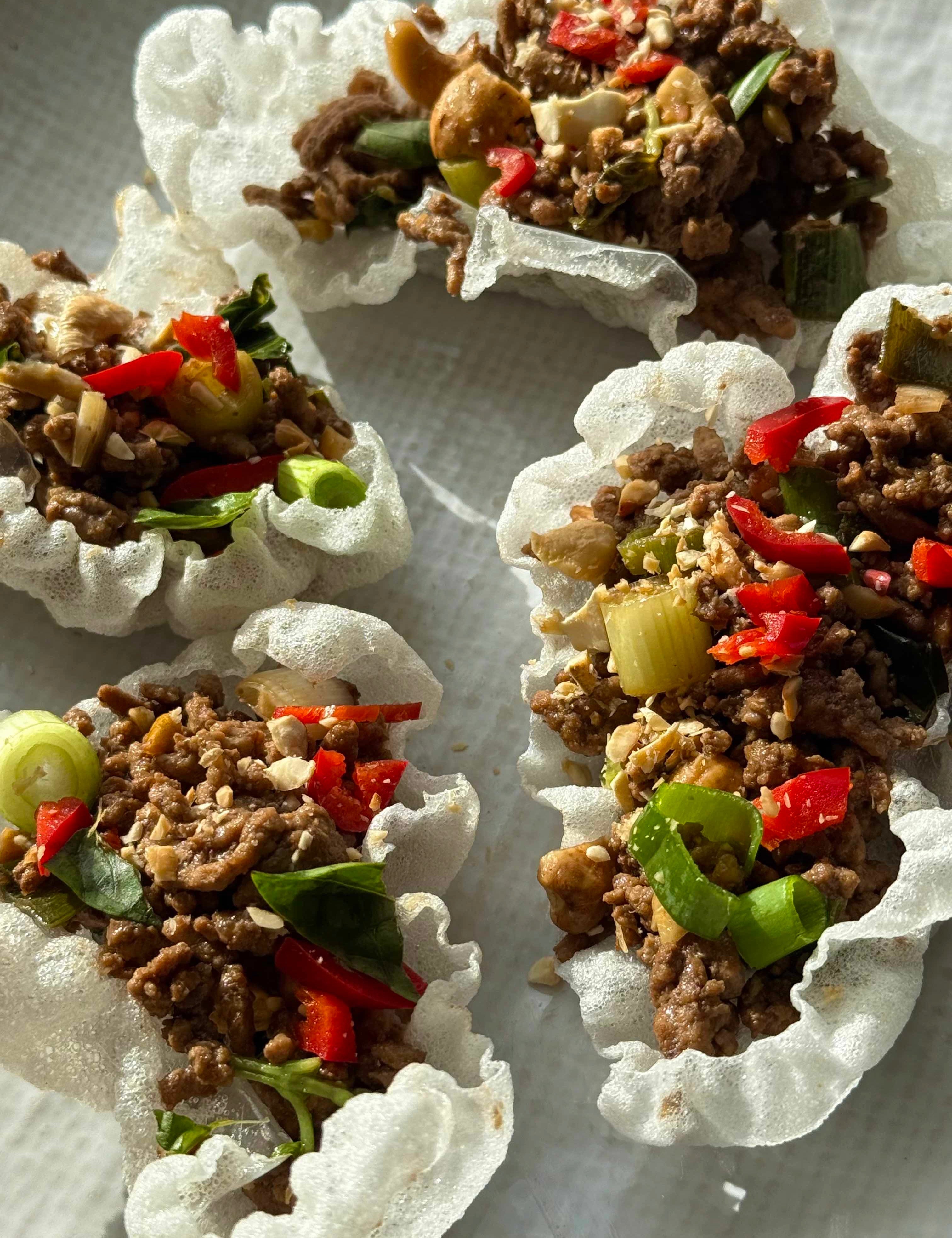 Crispy Beef & Basil Cups