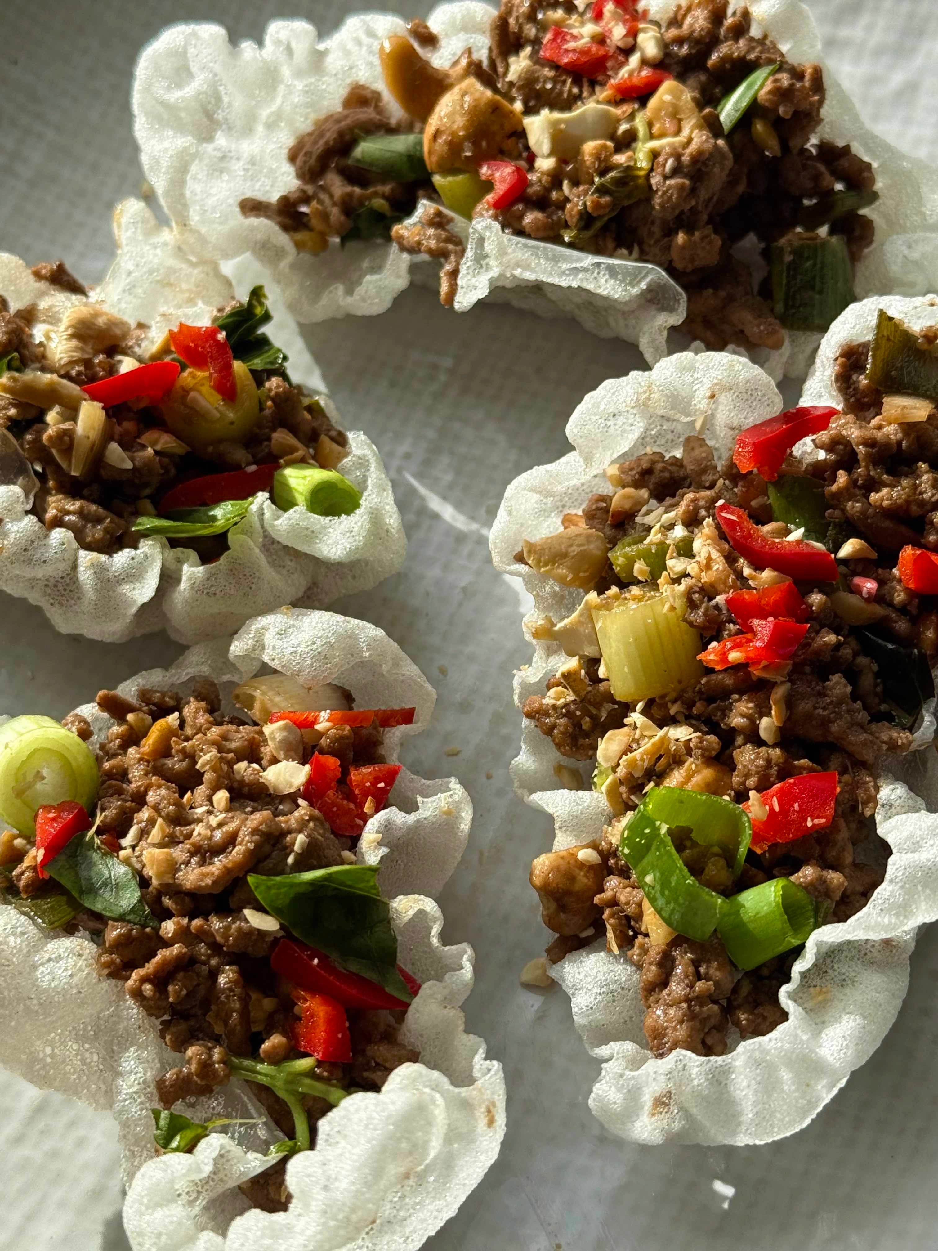 Crispy Beef & Basil Cups