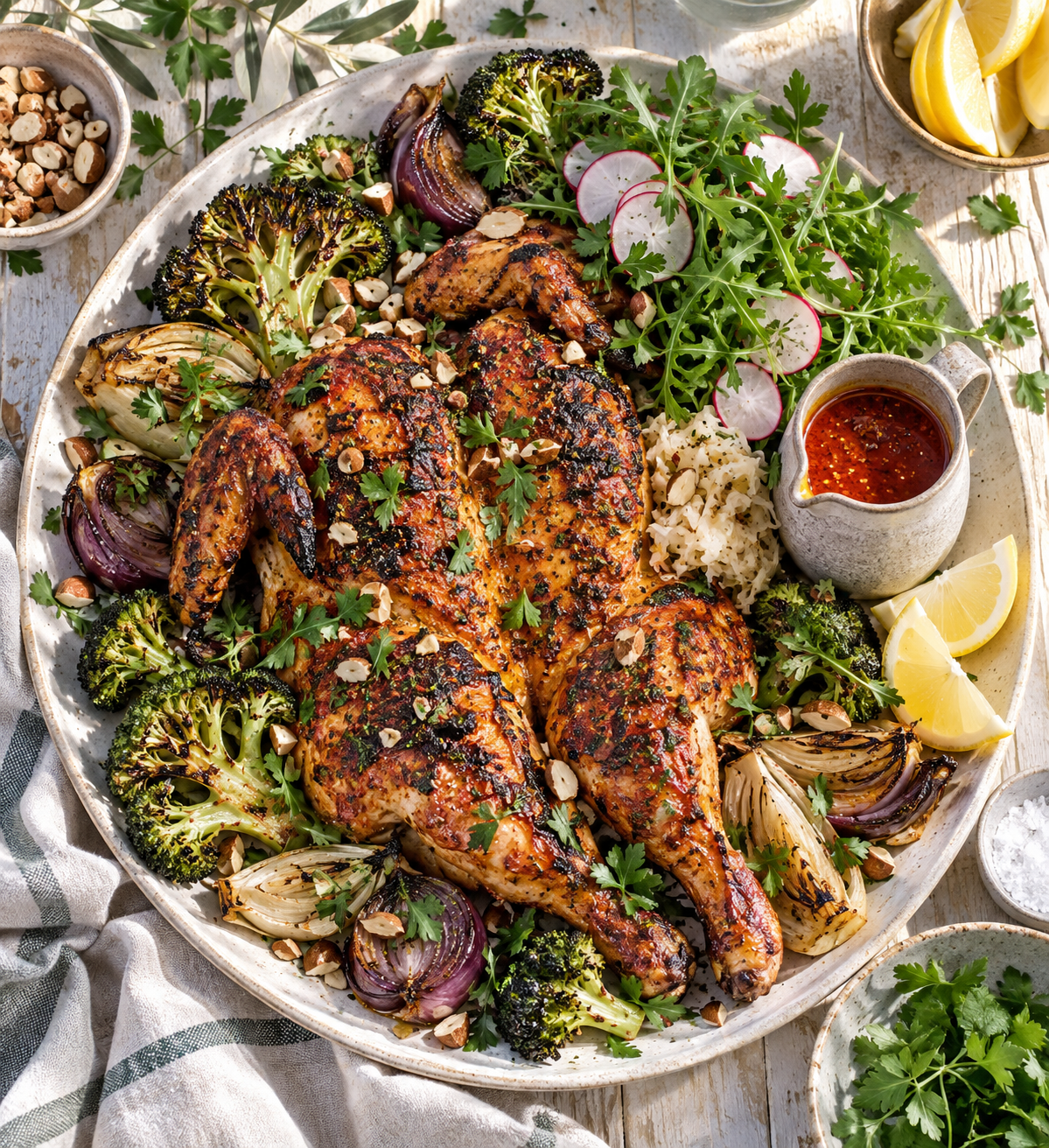 Piri Piri Butterflied Chicken with Charred Broccoli (the roast with a proper kick)