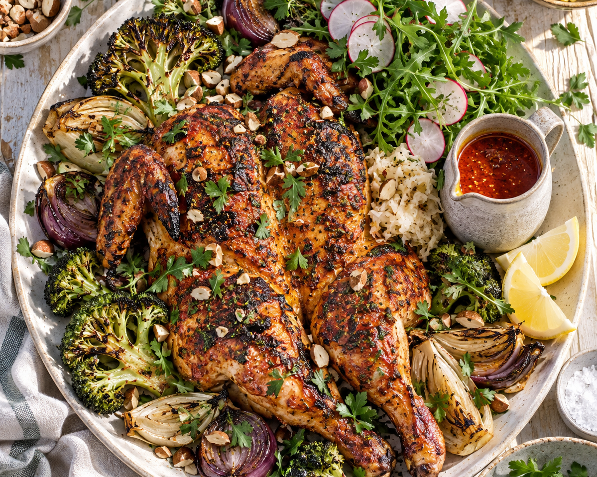 Piri Piri Butterflied Chicken with Charred Broccoli (the roast with a proper kick)