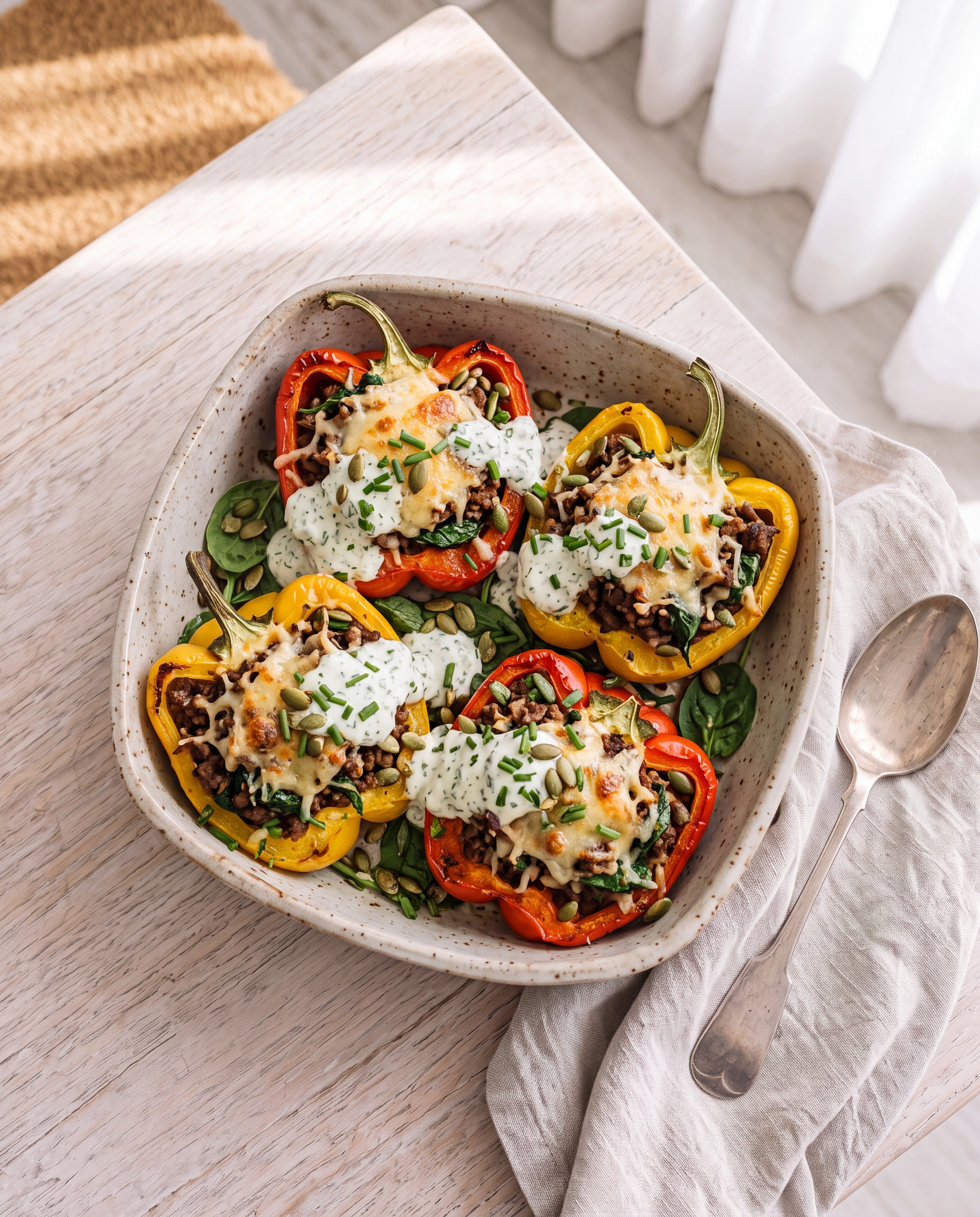Baked Beef and Mushroom Stuffed Capsicums (the old school comfort dinner, made the way we like it)