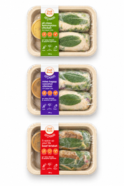 Hail the Kale Arpees mixed pack, all class lemongrass chicken, miso happy coconut chicken and 5-spice up your life beef brisket rice paper rolls, 250g each