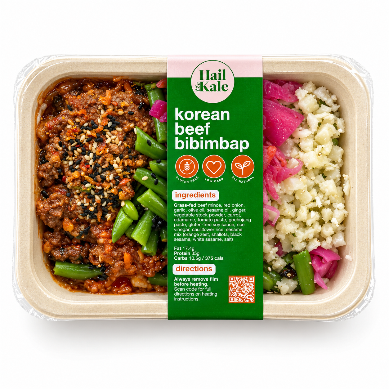 Hail the Kale Korean Beef Bibimbap pack with label