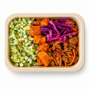 Hail the Kale Low Carb Smoky Mexican Beef bowl with cauliflower rice, pumpkin and red cabbage