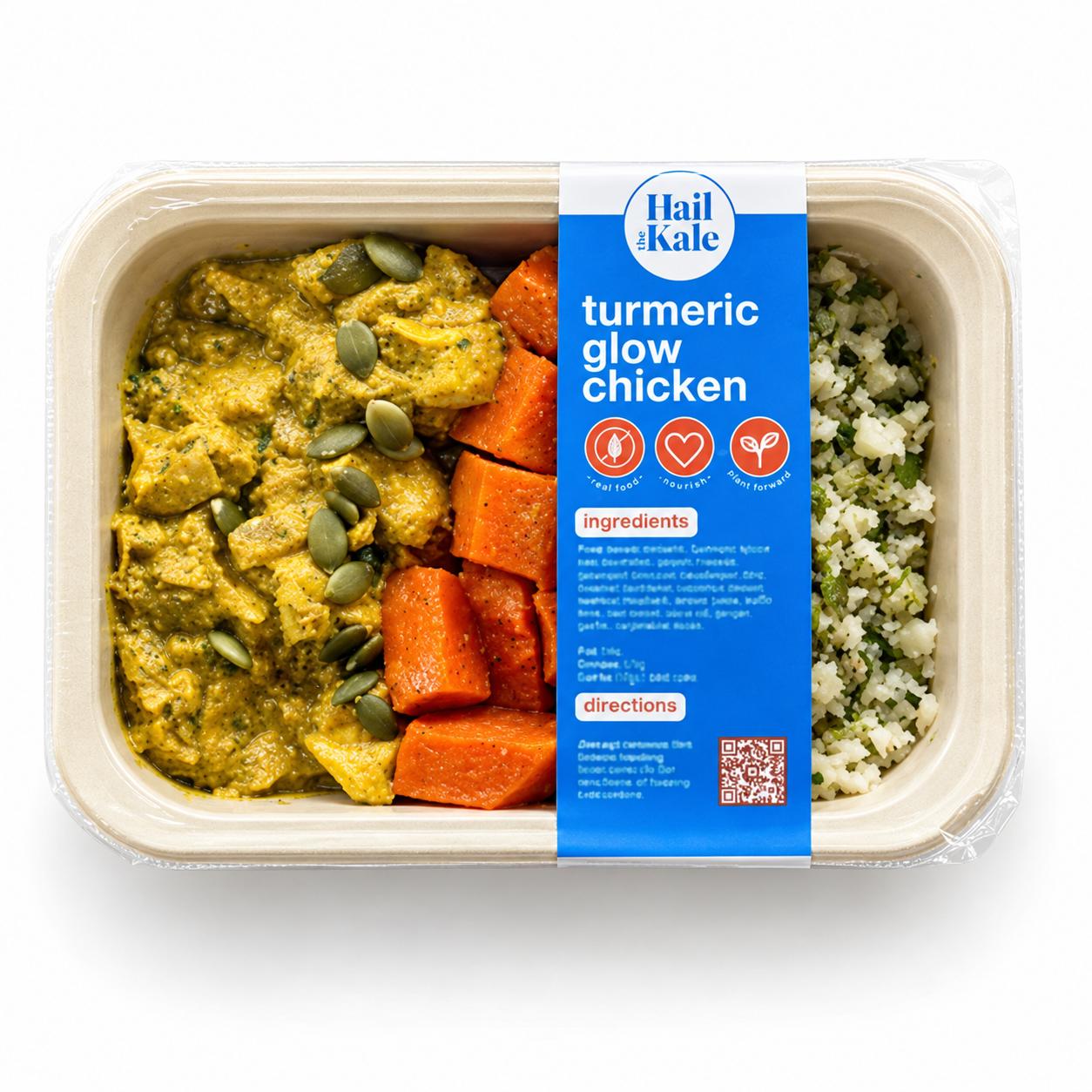 Hail the Kale Turmeric Glow Chicken meal in packaging